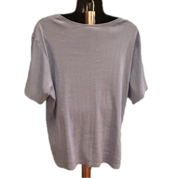 1X Basic Editions light purple short sleeve scoop v-neck pull over short - Picture 9 of 13